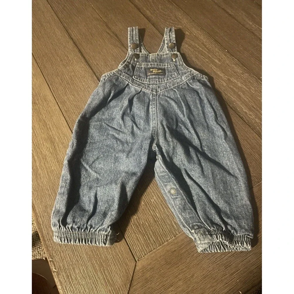 Vintage OshKosh Baby B'Gosh Vintage Bubble Overalls  Romper 1980s 6-9 Mo Denim